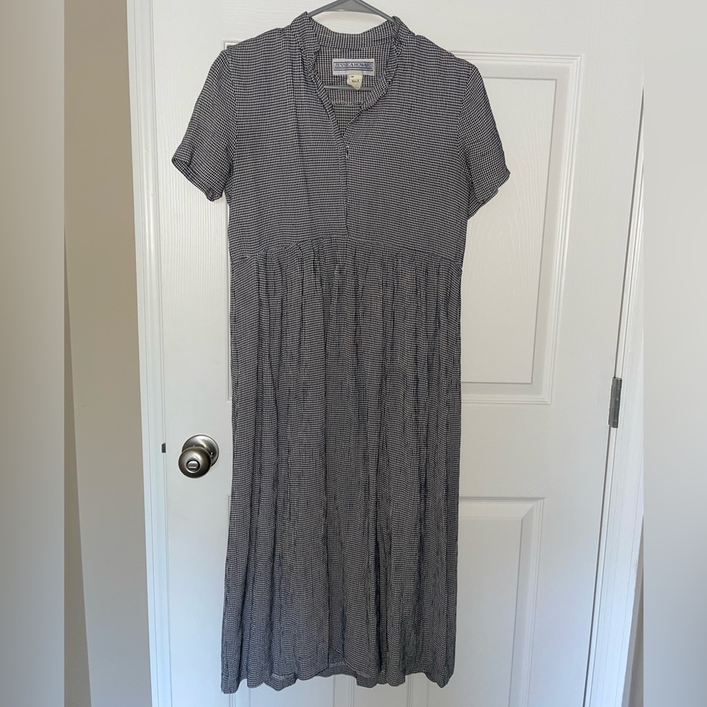 Vintage black and white plaid Jessica Howard midi dress